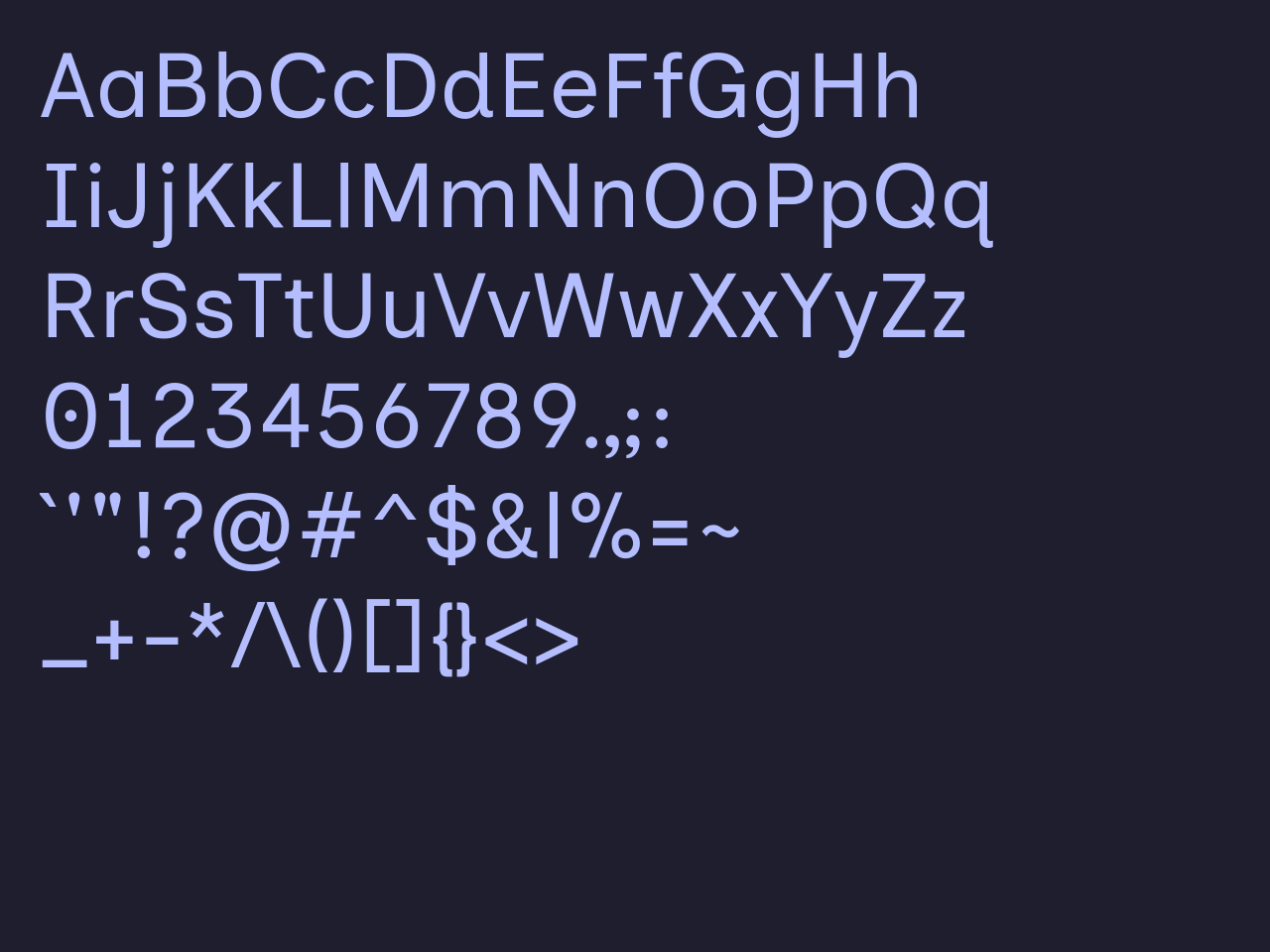 Main glyphs rendered in Inclusive Sans.