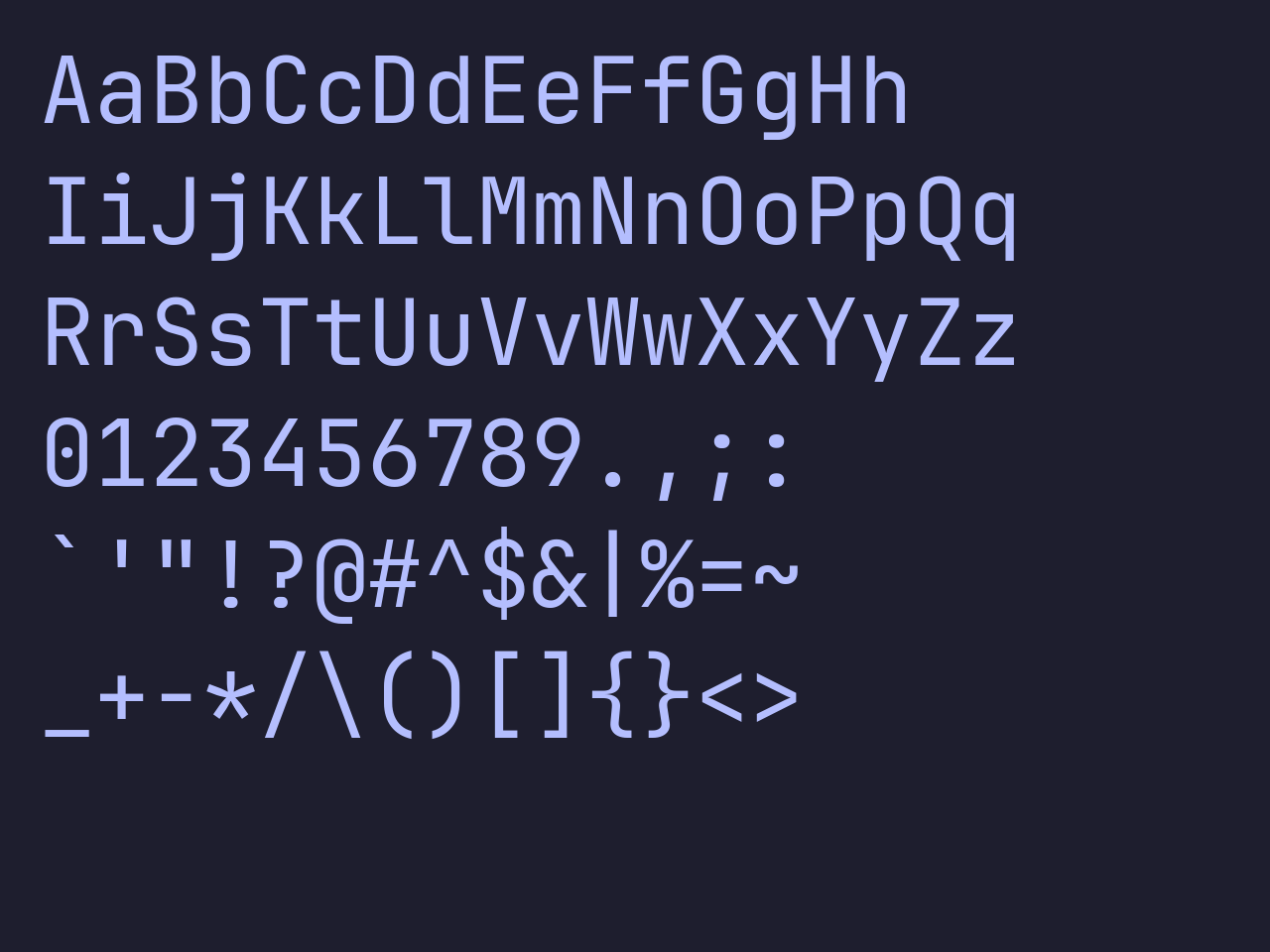 Main glyphs rendered in JetBrains Mono.